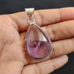 Amethyst Pendant, Gemstone Pendant, 1 to 1.5", Silver finish