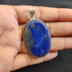 Amazonite Pendant, Gemstone Pendant, 1.5", Silver finish