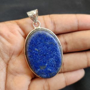 Amazonite Pendant, Gemstone Pendant, 1.5", Silver finish