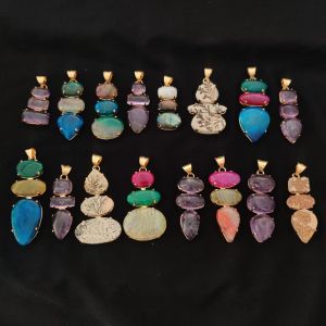Gemstone Pendants, Assorted, Pack of 10 pieces