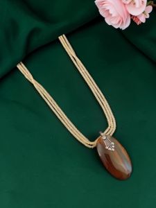 Navrabeads Lace Agate Pendant Necklace with CZ Beads | 22 Inches | Elegant Fashion Jewellery for Women