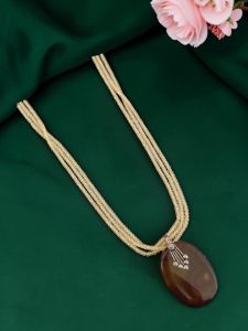 Navrabeads Lace Agate Pendant Necklace with CZ Beads | 22 Inches | Elegant Fashion Jewellery for Women