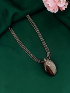Navrabeads Lace Agate Pendant Necklace with CZ Beads | 22 Inches | Elegant Fashion Jewellery for Women