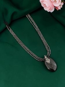 Navrabeads Lace Agate Pendant Necklace with CZ Beads | 22 Inches | Elegant Fashion Jewellery for Women
