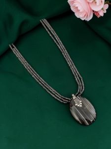 Navrabeads Lace Agate Pendant Necklace with CZ Beads | 22 Inches | Elegant Fashion Jewellery for Women