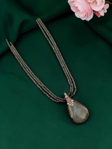Navrabeads Lace Agate Pendant Necklace with CZ Beads | 22 Inches | Elegant Fashion Jewellery for Women