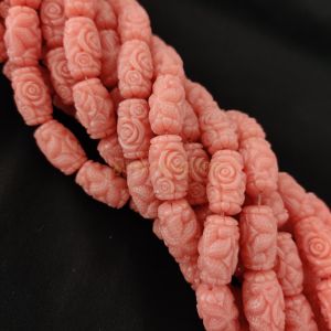 Navrabeads Synthetic Coral Light Peach Carving Beads 14x20mm – 15 Inch String | Approx. 20 Beads for Jewellery Making