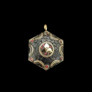 Tibetan Hexagon Shaped Pendant, Black Colour
