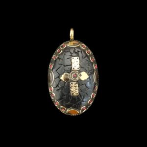 Tibetan Oval Shaped Pendant, Black Colour