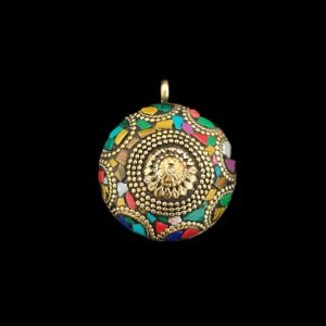 Tibetan Round Shaped Pendant, Multi Colour