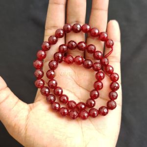 Natural Agate Beads, Faceted, 8mm, Pinkish Maroon