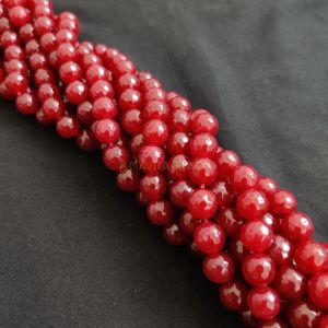 Navrabeads Agate Stone Beads 10mm – 14 Inch String | Approx. 35 to 40 Dark Pinkish Maroon Beads for Jewellery Making