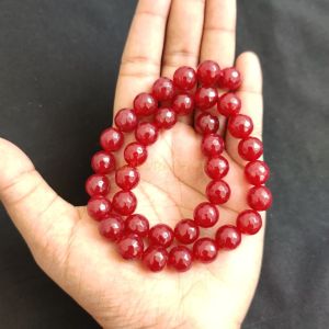 Navrabeads Agate Stone Beads 10mm – 14 Inch String | Approx. 35 to 40 Dark Pinkish Maroon Beads for Jewellery Making
