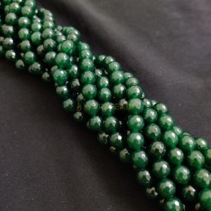 Navrabeads Agate Stone Beads 10mm – 15 Inch String | Approx. 38 Dark Green Faceted Beads for Jewellery Making