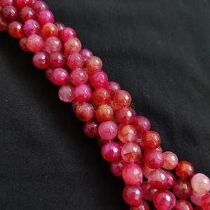 10mm Natural Onyx Beads, Faceted, Round, Double Shade Pink