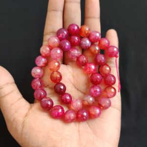 10mm Natural Onyx Beads, Faceted, Round, Double Shade Pink