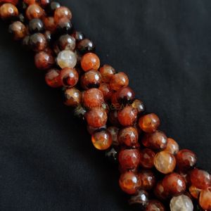 10mm Natural Onyx Beads, Faceted, Round, Brown & Black