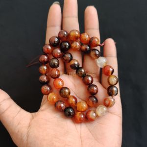 10mm Natural Onyx Beads, Faceted, Round, Brown & Black