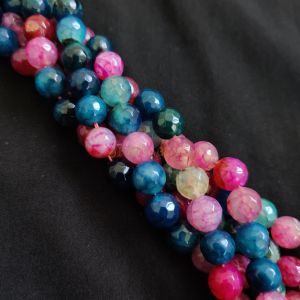 10mm Natural Onyx Beads, Faceted, Round, Double shade Multi colour