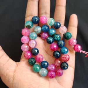 10mm Natural Onyx Beads, Faceted, Round, Double shade Multi colour