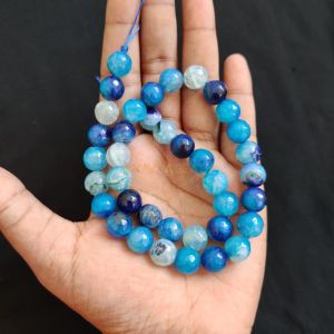 10mm Natural Onyx Beads, Faceted, Round, Double shade Peacock Blue