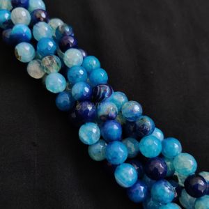 10mm Natural Onyx Beads, Faceted, Round, Double shade Peacock Blue