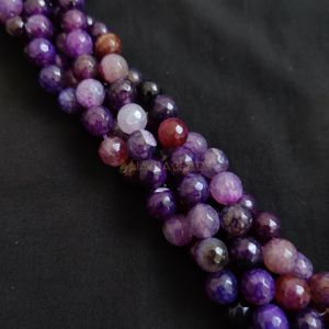 10mm Natural Onyx Beads, Faceted, Round, Double shade DARK Violet