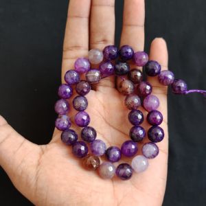 10mm Natural Onyx Beads, Faceted, Round, Double shade DARK Violet