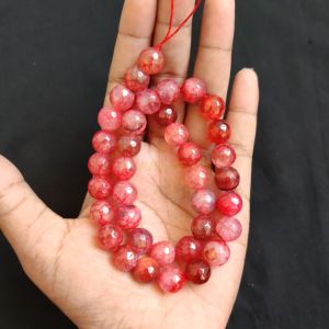 10mm Natural Onyx Beads, Faceted, Round, Double shade Water melon Pink