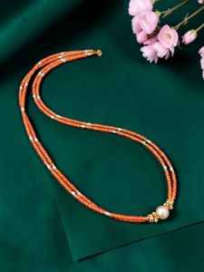 Navrabeads CZ Beads Necklace with Swarovski Replica Pearls | 20 Inches