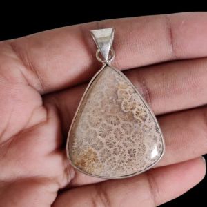 Gemstone Pendant, 1 to 1.5", Silver finish
