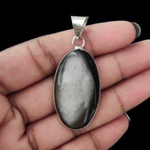 Gemstone Pendant, 1 to 1.5", Silver finish