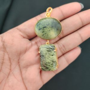 Navrabeads Mix Gemstone Pendants, 2 Stones | Gold Finish | Elegant Gemstone Pendant Set for Jewellery Making & DIY Designs