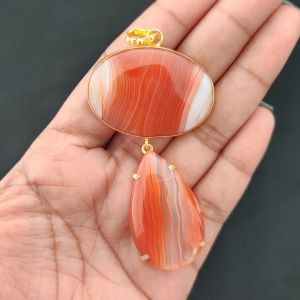 Navrabeads Mix Gemstone Pendants, 2 Stones | Gold Finish | Elegant Gemstone Pendant Set for Jewellery Making & DIY Designs