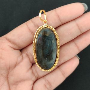 Gemstone Pendant, 1 to 1.5", Gold finish