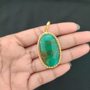 Gemstone Pendant, 1 to 1.5", Gold finish