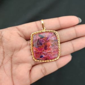 Gemstone Pendant, 1 to 1.5", Gold finish