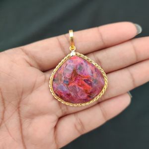 Gemstone Pendant, 1 to 1.5", Gold finish