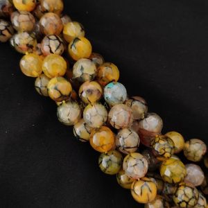 12mm Natural Onyx Beads, Faceted, Round, Yellow & Black