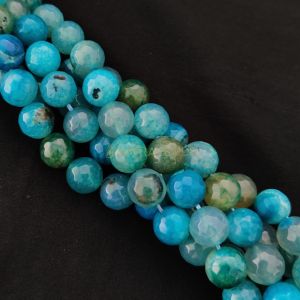 12mm Natural Onyx Beads, Faceted, Round, Peacock Blue