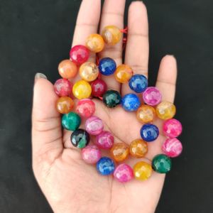 12mm Natural Onyx Beads, Faceted, Round, Multicolor