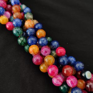 12mm Natural Onyx Beads, Faceted, Round, Multicolor