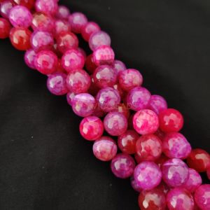 12mm Natural Onyx Beads, Faceted, Round, Double shade Pink