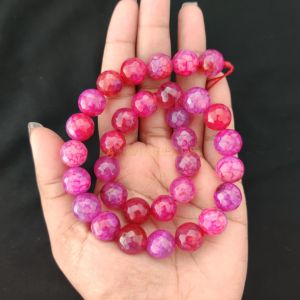 12mm Natural Onyx Beads, Faceted, Round, Double shade Pink