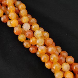 12mm Natural Onyx Beads, Faceted, Round, Double shade Orange