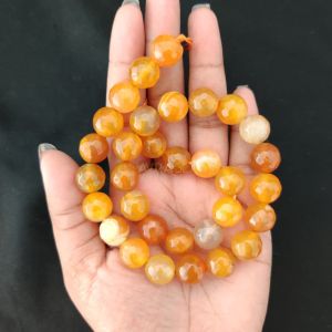 12mm Natural Onyx Beads, Faceted, Round, Double shade Orange