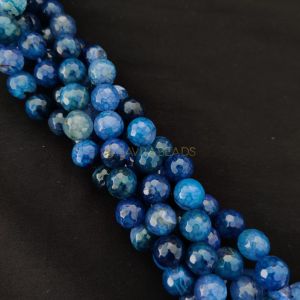 12mm Natural Onyx Beads, Faceted, Round, Double shade Dark Blue