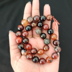 12mm Natural Onyx Beads, Faceted, Round, Brown & Black