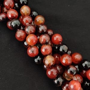 12mm Natural Onyx Beads, Faceted, Round, Brown & Black
