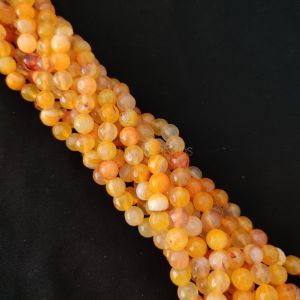 8mm Natural Onyx Beads, Faceted, Round, Double Shade Orange & Yellow